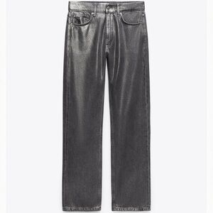 Mid Rise Straight Leg Foil Jeans Zara